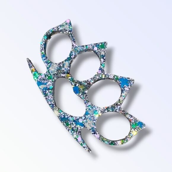 🖤Blue Clear Floral Brass Knuckles (Z083) - Picture 5 of 6